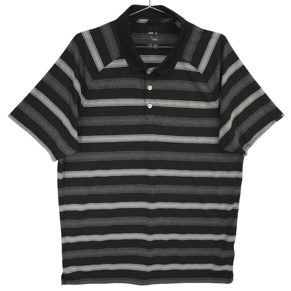 Oakley Polo Mens Extra Large Black Gray Striped Hydrolix Performance Golf Shirt - Picture 1 of 13